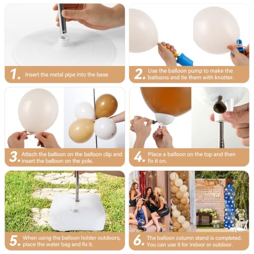 Image of 2 Sets Adjustable Balloon Column Stand Kit with Bases (Neutral Boho Brown)