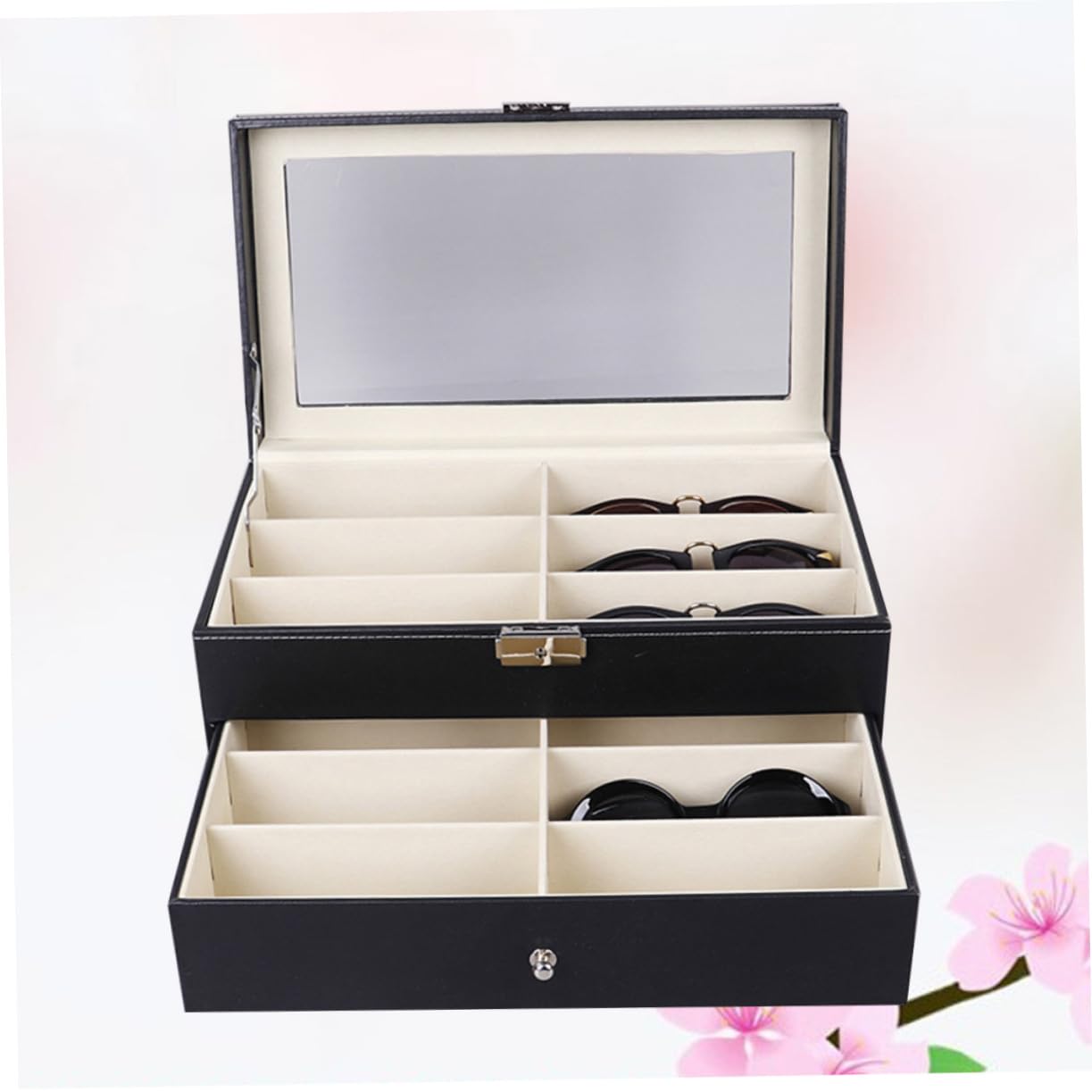 COLLBATH Estuche para Gafas De Doble Organizador De Gafas con Compartimentos Caja para Guardar Hogar Tienda o Comercial