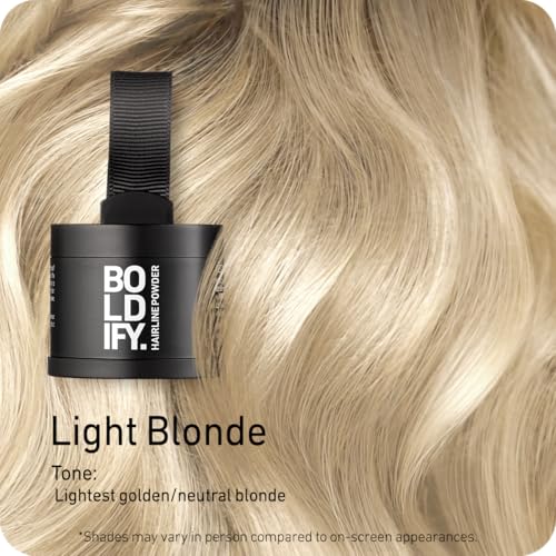 BOLDIFY Hairline Powder - Root Touch Up Hair Color for Gray Coverage - Bald Spot Concealing Hair Powder for Women & Men - 24-Hour Stain-Proof - Light Blonde - 9