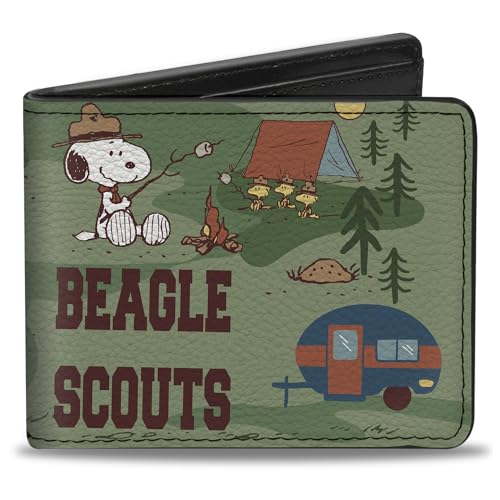 Peanuts Wallet, Bifold, Peanuts Happy Camper Beagle Scouts Scenes, Vegan Leather