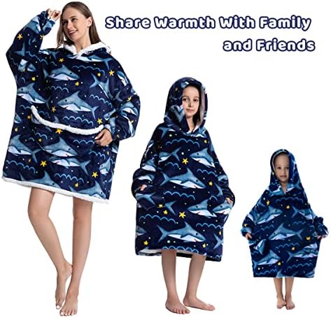 Wenlia Oversized Blanket Hoodie for Adult and Kids, Stylish Sherpa Hoodie Blanket Super Warm Sweatshirt One Size Fits All 6