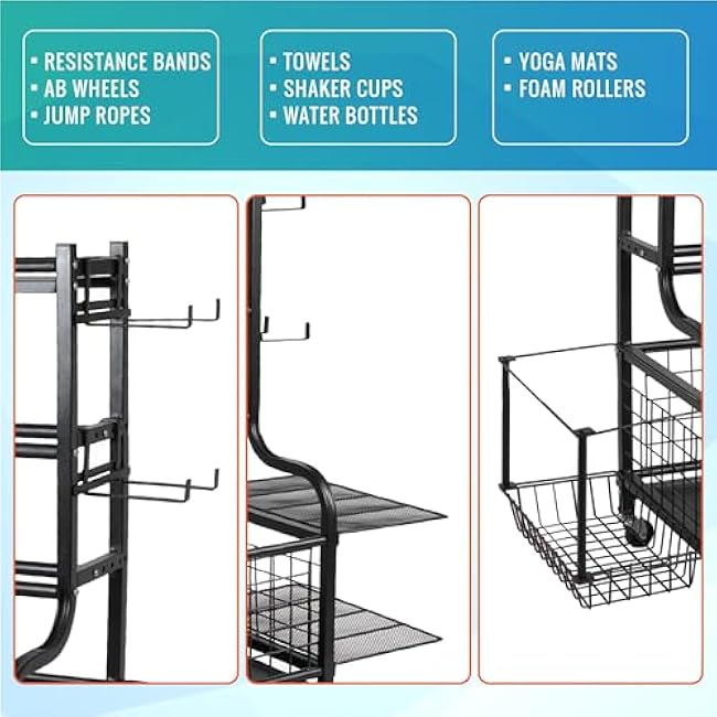 STUFFSTASH Dumbbell Rack, Heavy Duty Adjustable Weight Rack for Home Gym with Extra Strong Sheet Steel Shelf and Base, Home Gym Storage Weight Rack for Home Gym Dumbbells, Kettlebell Rack