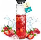 Jarra de Vidrio - 1,2 Litros, Vidrio de Borosilicato - Jarra de Agua con Tapa - para Bebidas Frías/Calientes - Jarra de Leche - Jarra de Té Helado - de PJC-Kitchen