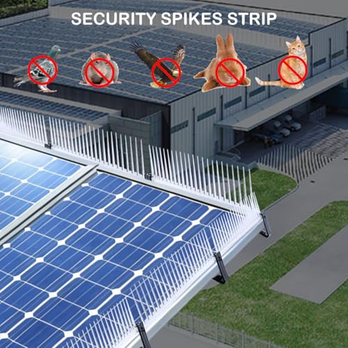 Image of Bird Spikes for Solar Panels with Stand (Pack of 10) Polycarbonate Anti-Bird Strips for Fits 30 40mm Thick Panels Effective Solar Panel Protection Solution