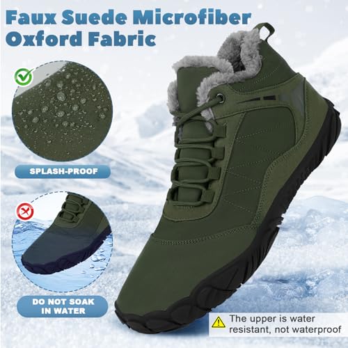 Image of Hike Winter Footwear Barefoot Boots Mens Womens, Waterproof Winter Snow Boots, Warm Ankle Booties, Wide Toe Barefoot Hiking Boots, Non-Slip Zero Drop Sole Hike Shoes for Hiking Walking Outdoor