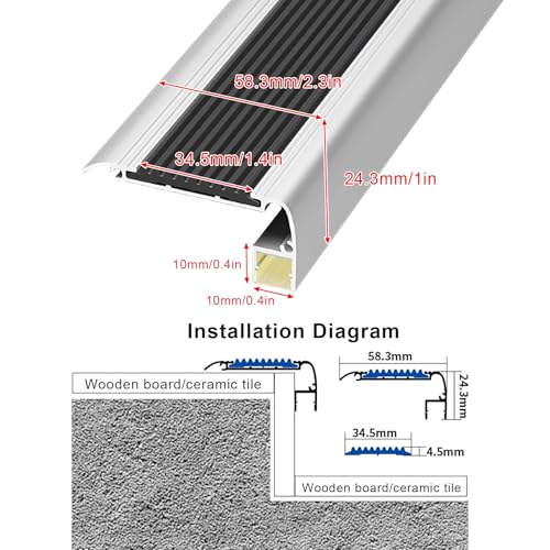 Borde LED para escalera de madera y hormigón con protector de goma de 150 cm 8