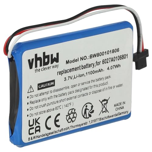 vhbw 1x Batterie Compatible avec Tomtom XL IQ Routes Edition, XL2 V4, 4ET0.002.02, 4ET03, XL IQ GPS, Appareil de Navigation (1100mAh, 3,7V, Li-ION)