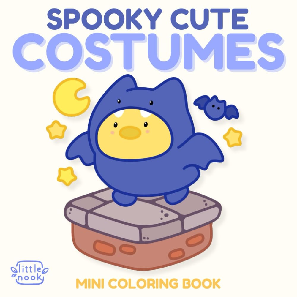 Spooky Cute Costumes: Mini Coloring Book Featuring Bold and Easy Cozy Halloween Inspired Illustrations