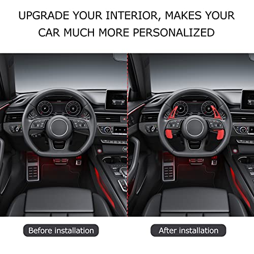 EVGATSAUTO Schaltwippe, Lenkradschaltwippe, Paar Schaltwippenverlängerung aus Aluminiumlegierung für A3 8V B9 B9.5 Q3 2017(Rot)