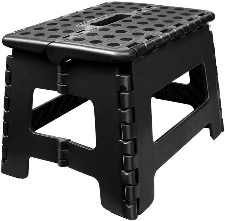 YZWDTGS Non-Slip Folding Step Stool, Sturdy Safe Enough - Holds up to 350 Lb Footstool for Adults or Kids, Fold Ladder Storage/Opens Easy, for Kitchen,Toilet,Camping ect. (Black, 9 inch)