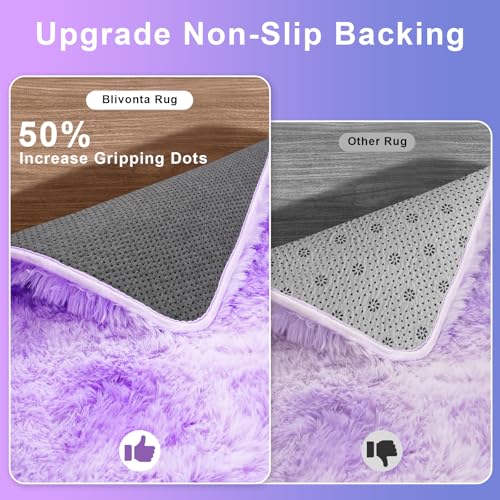 Area Rugs for Bedroom Living Room, 4x6 Soft Large Fluffy Fuzzy Shag Plush Furry Carpet, Soft Indoor Floor Mat for Kids Nursery Home Dorm Office Decor Aesthetic, Tie Dyed Purple