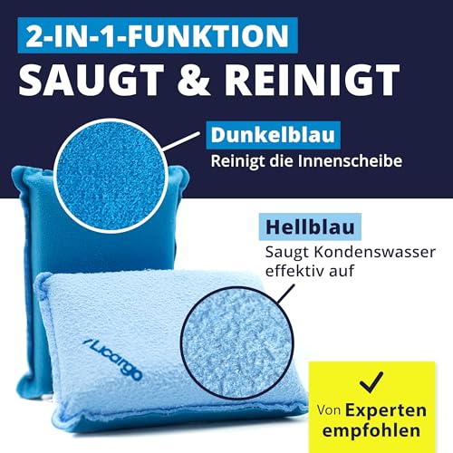 LICARGO Mikrofaser Scheibenschwamm Auto [2in1] – Beschlagene Autoscheiben innen in Sekunden frei, streifenfrei & fusselfrei – Autoschwamm Zubehör, Antibeschlag Schwamm Auto