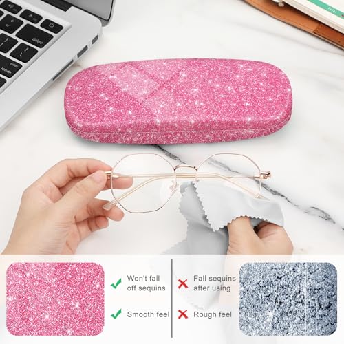 Image of FINTIE Hard Shell Eyeglasses Case, Portable Protective Glasses Cover Eyeglass Holder Box with Cleaning Cloth for Men Women