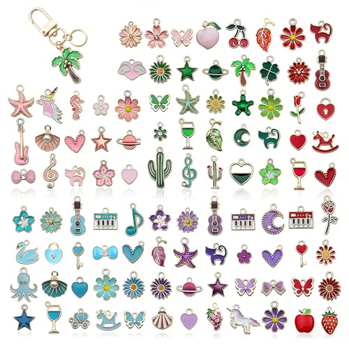 Cloxtralon Charms Anhänger Set 100 Stück Charm Armband Anhänger für Diy Armband und Halsketten für Armbänder Selber Machen Kunsthandwerk