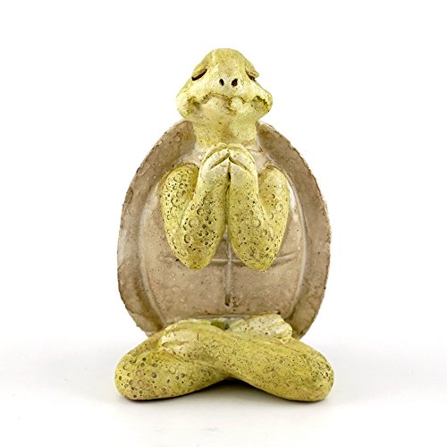 Top Collection Miniature Fairy Garden & Terrarium Yoga Turtle in Seated Namaste Pose Statue, Small