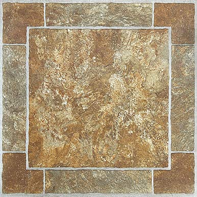 Box of 20 Self-Stick Vinyl Floor Tiles (Brown...