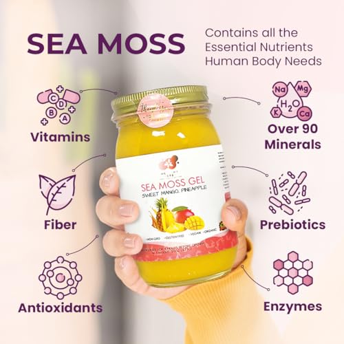 Healthy Herbs Sea Moss Gel (Sweet Mango Pineapple) Wildcrafted From Jamaican St Lucia Gold Seamoss | Wild-Harvested Superfood Rich In Essential Vitamins & Minerals | Vegan, Non-GMO, US-Made (16 oz.) - Image 4