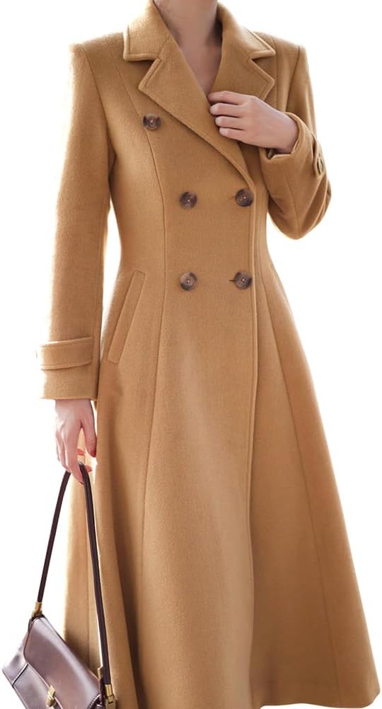 Mywinway Long Wool Coats for Women Fall Winter Double Breasted Peacoat Jackets Maxi Trendy Trench Coat - Image 2