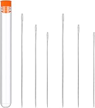 6 PCS Long Sewing Needles Include 3 Size Large Eye Stitching Needles with Needle Storage Tube, 3.9inch to 5.9inch Hand Sewing Needles for Sewing Act Crafts