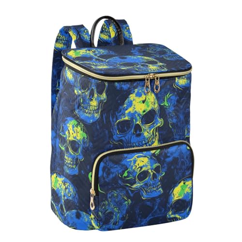 KLL Blue Green Shining Skulls Backpacks for Women Premium Casual Travel Bag Ladies Shoulder Bag for Shopping Sports Travel2
