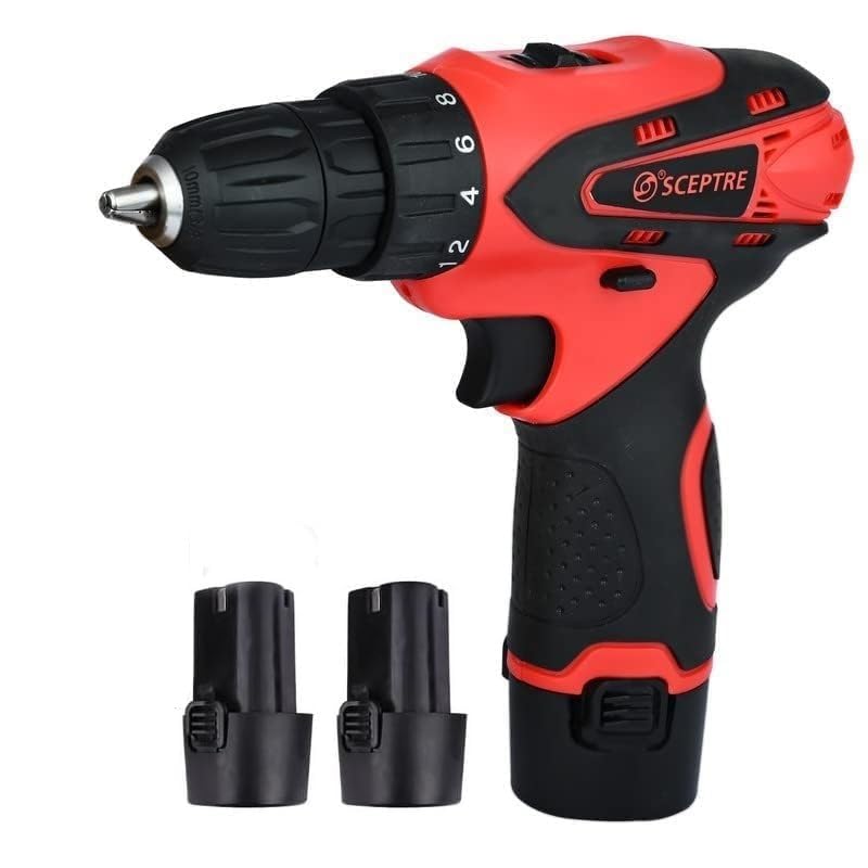 SCEPTRE CD120B Cordless Drill Machine 1350 RPM No Load Speed Reversible 10mm 12V Driver for Wood Metal with (25+1) Torque Setting & Two Batteries, (Red) (B0B1WV4TNC) Amazon Price History, Amazon Price Tracker