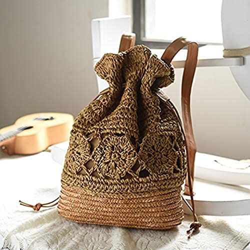 Image of Women Straw bag Summer Beach Casual Casual Daypacks, Light Brown, 36 * 29 * 10 * 39cm