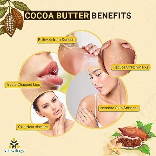 Image of Tattvalogy African Cocoa Butter | Organic, Raw & Unrefined | Moisturizer | For Body Lotion, Stretch Marks, Lip Balms, DIY Creams & Moisturizer | Ideal For Men & Woman | In Plastic Jar - 100 GM