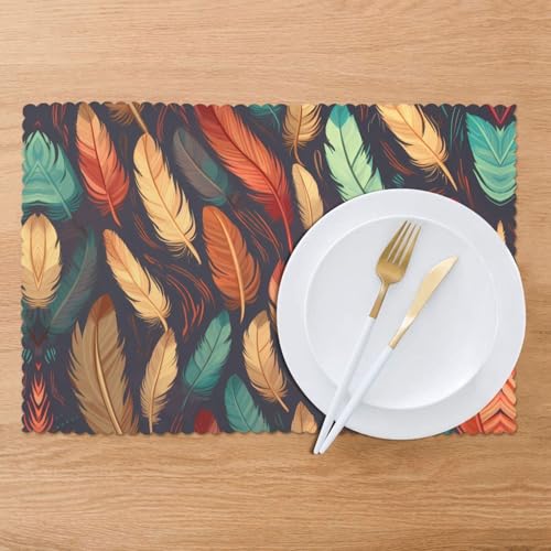 Set de table plume bohème facile à nettoyer pour table sans taches - 8