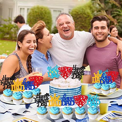 30 Pcs Happy Father’s Day Cupcake Toppers Super Dad Best Dad Ever We Love You Dad Cupcake Decorations For Happy Father’s Day Festival Party Supplies Glitter Birthday Decorations #TOP3
