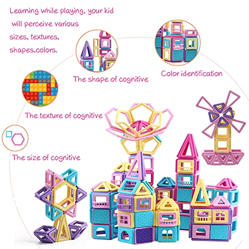 Asok 3D Castle Magnetic Building Tiles 160Pcs Development & Educational Magnetic Blocks Toys For Boys And Girls Ages 3 4 5 6 7 8 Years Old Macaron Color Learning Toys Gifts For Children Kids #TOP2