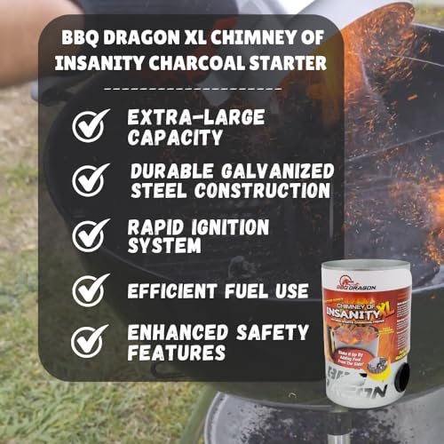 BBQ Dragon - Charcoal Chimney Starter for Coal Grill (Extra Large)