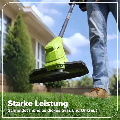 Greenworks 24V Brushless Grass Trimmer Gen2 for Small to Medium Gardens, 25 cm Cutting Width, Includes 20 Plastic Blades without Battery and Charger, Green ST2502