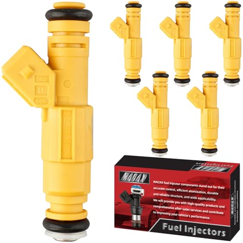 MACAX Set of 6 Fuel Injectors 0280155710 Replacement Compatible with Jeep Cherokee XJ Grand Cherokee Wrangler Comanche 4.0L L6 - Replaces 0280155700 F6VZ9F593AA 0280155703 M02710X6 FJ583