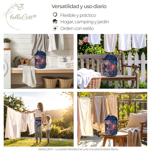Miniatura 6 de Trendfinding Bolsa Portátil Para Pinzas De La Ropa, 18 X 31 Cm, 100 Algodón, Con Cordón Y Mosquetones, Bolsa De Almacenamiento Para El Hogar, Jardín Y Camping