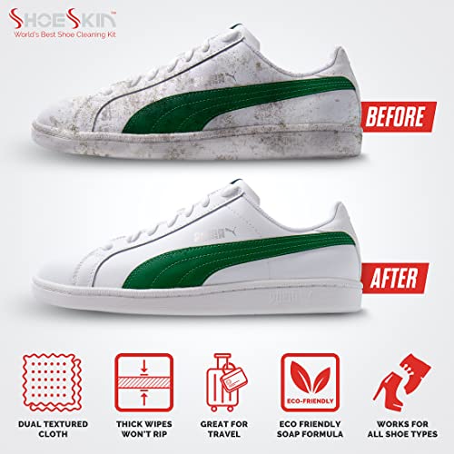 Shoeskin Shoe Cleaning Wipes (30 Count) - Textured Sneaker Cleaning Wipes Great For Travel - Works For All Shoes And Sneakers #TOP5