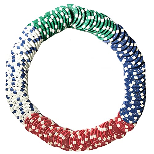 Seetooogames 100 Pieces 11.5G Clay Composite Dice Striped Casino Poker Chips- 4 Colors (Red, Green, White And Blue) #TOP1