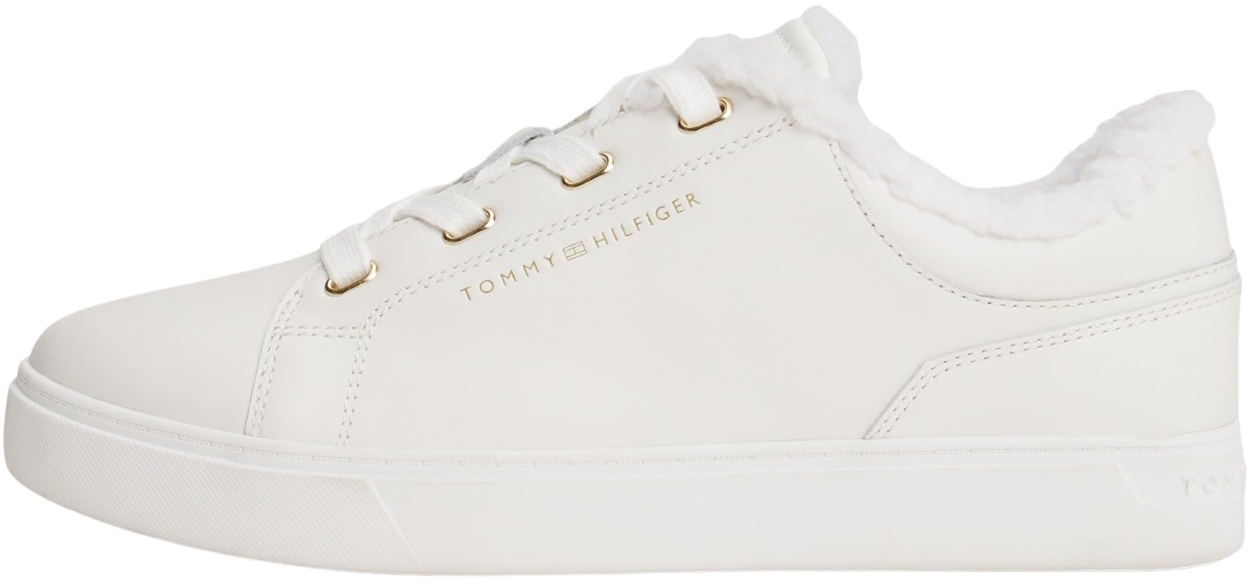 Tommy Hilfiger Women's Casual Cupsole Trainers with Teddy Lining, White (Ecru), 6.5