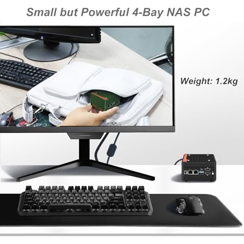 Image of StoneStorm 4-Bay NAS Mini PC Dual 2.5GbE i226-v LAN Ports, Core i3 N305 with DDR5 MAX 48GB, 4 M.2 NVMe 2280, Dual 4K Display, 2 USB3.2 10Gbps for Micro Firewall Router /Pocket Computer (Barebone)