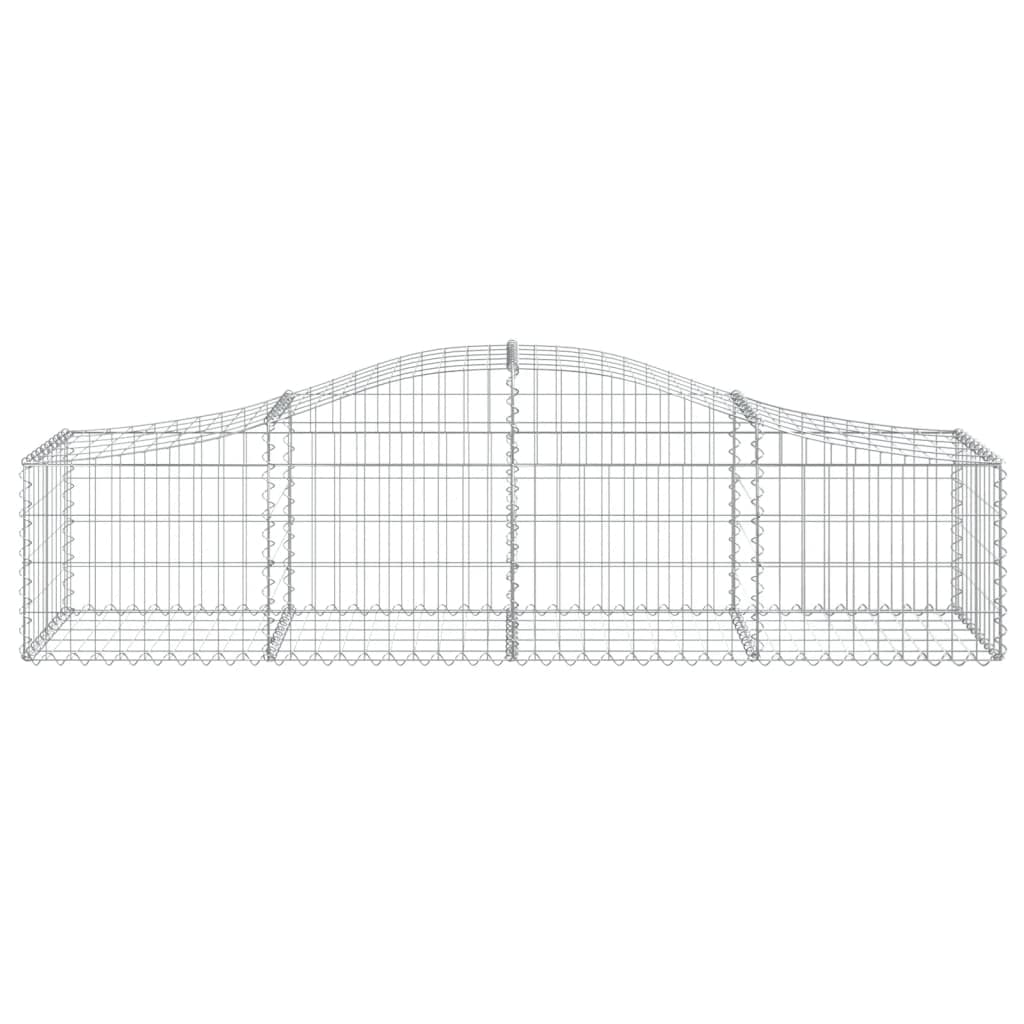 Gaviones con arco alto, 11 unidades, 200 x 50 x 40/60 cm, hierro galvanizado, para barreras de jardín y protección visual, como pared decorativa insonorizada de alambre robusto