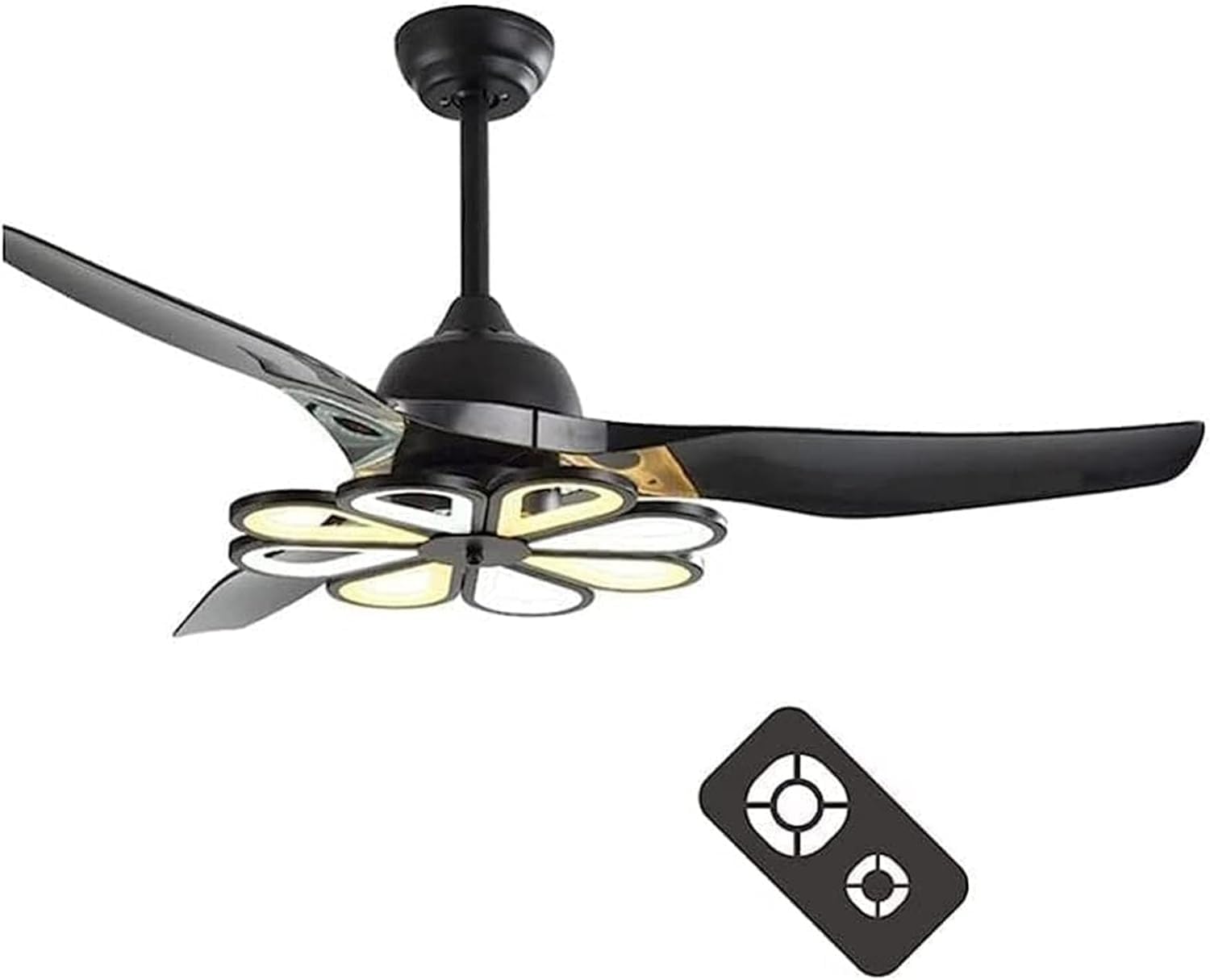 HXYSXHJUO Ceiling Fan Light 3 Speeds Simple Led Pendant with Remote Control for Restaurant Home Decoration(Color:Black)