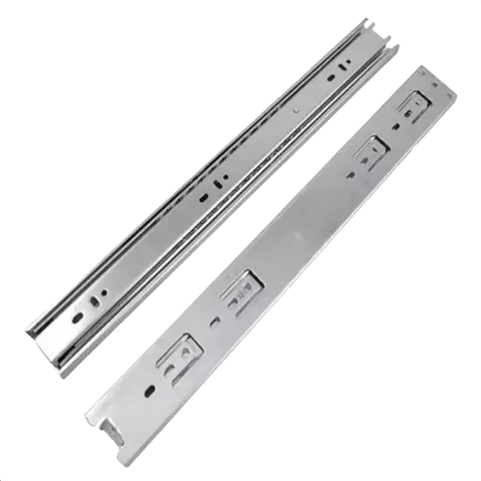 Par Corrediça Telescópica 45cm para Gaveta – Trilho Telescópico Mini Light 450mm – Corrediça Metálica Zincada para Armário, Gabinete e Móveis – Capacidade até 25kg