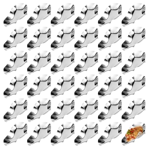 MBAIYO 36 Pack Stainless Steel Oyster Shells Reusable Grillable Oyster Shells Grillable Baking Dish And Grill Pan for Oysters Clams Scallops