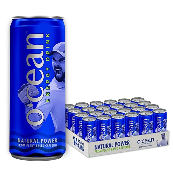 Image of O'CEAN Energy Drink enriched with natural caffeine, glucose & vitamins| 250ml | Pack of 18 - Virat Edition Energy Drink