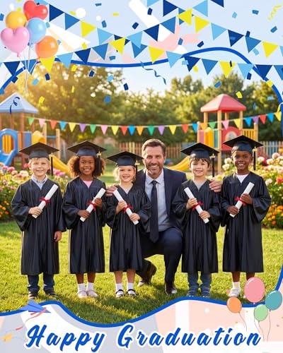 Image of Xuhal 6 Set Preschool Graduation Cap and Gown Set Kindergarten Grad Gowns Children Graduation Cap with 2026 Grad Tassel
