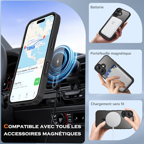 Image of YINLAI for iPhone 17 Case 6.3-inch,Magnetic Compatible with MagSafe, Slim Matte Anti-Fingerprint, Shockproof Full Body Military Grade Protection for iPhone 17 Cover, Black