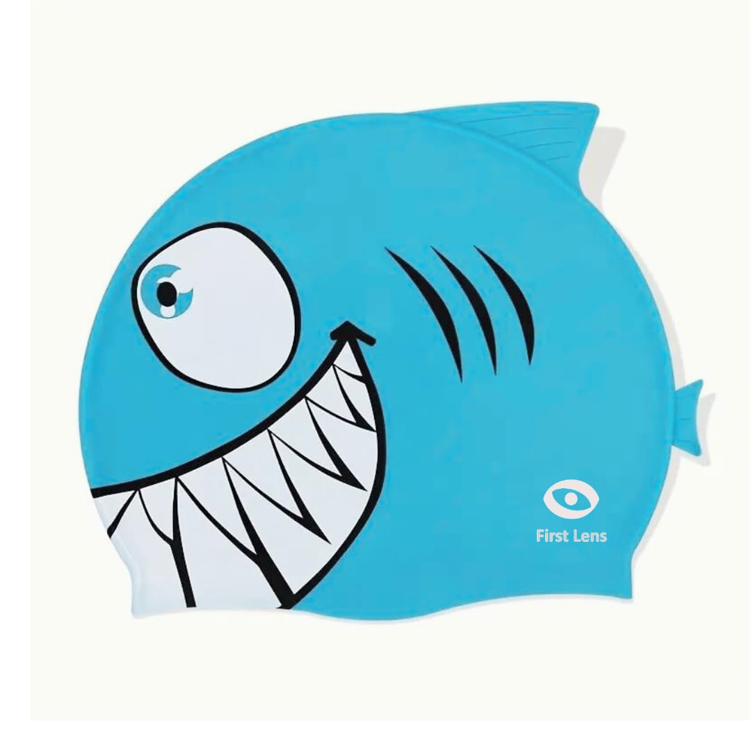 First Lens Shark Silicone Swimming Cap for Kids -Pool Cap for Kid Boys & Girls, Ideal for All Head Shape,- Silicone Cap for Swimming - Waterproof Shark Swim Cap - (Pack of 1) (B0CQTJZWN4) Amazon Price History, Amazon Price Tracker
