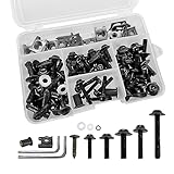 177pcs Fairing Bolt Kit, M5 M6 Motorcycle Windscreen Screws,Universal Motorcycle Fairing Screws, Aluminum Fasteners Fairing Bolts Nut Clips Kit, Fasteners Fixing Sportbike Bolts Fairing(black)