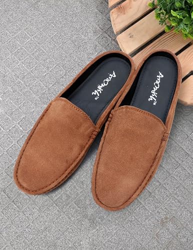 Image of ARAMISH Suede Half Loafers for Men | Men's Open Loafer Shoes