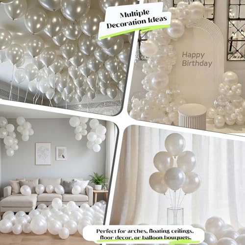 Image of Togvu Pearl White Balloons 50Pack 12 Inch Pearl Latex Party Balloons for Birthday Party Wedding Engagement Bridal Baby Shower Decorations