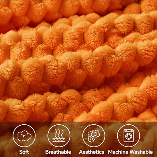 Image of BEDELITE Fall Throw Blanket for Couch, Soft Gifts for Women, Orange, 50*60 | 3D Jacquard Decorative Fleece Blanket, Super Soft Plush Throws, Cute Birthday Gift for Women & Men, Suitable for Autumn